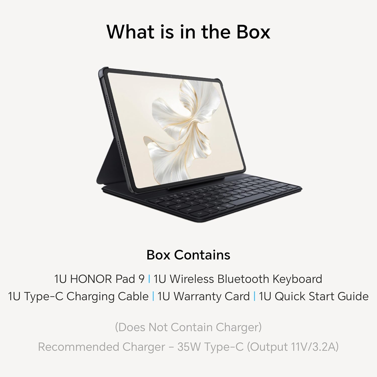 HONOR Pad 9 with Free Bluetooth Keyboard, 12.1-Inch 2.5K Display, 16GB, 256GB Storage, Snapdragon 6 Gen 1 (4nm), 8 Speakers, Up-to 17 Hours, Android 13, WiFi Tablet, Metal Body, Gray