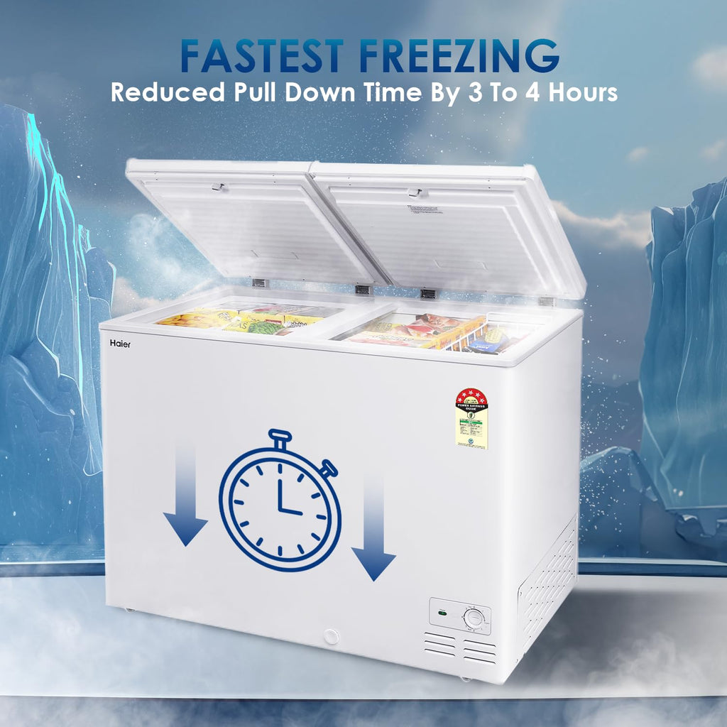 Haier 439 L Double Door Standard Deep Freezer  (White, HFC-500DM5, 5 Star)