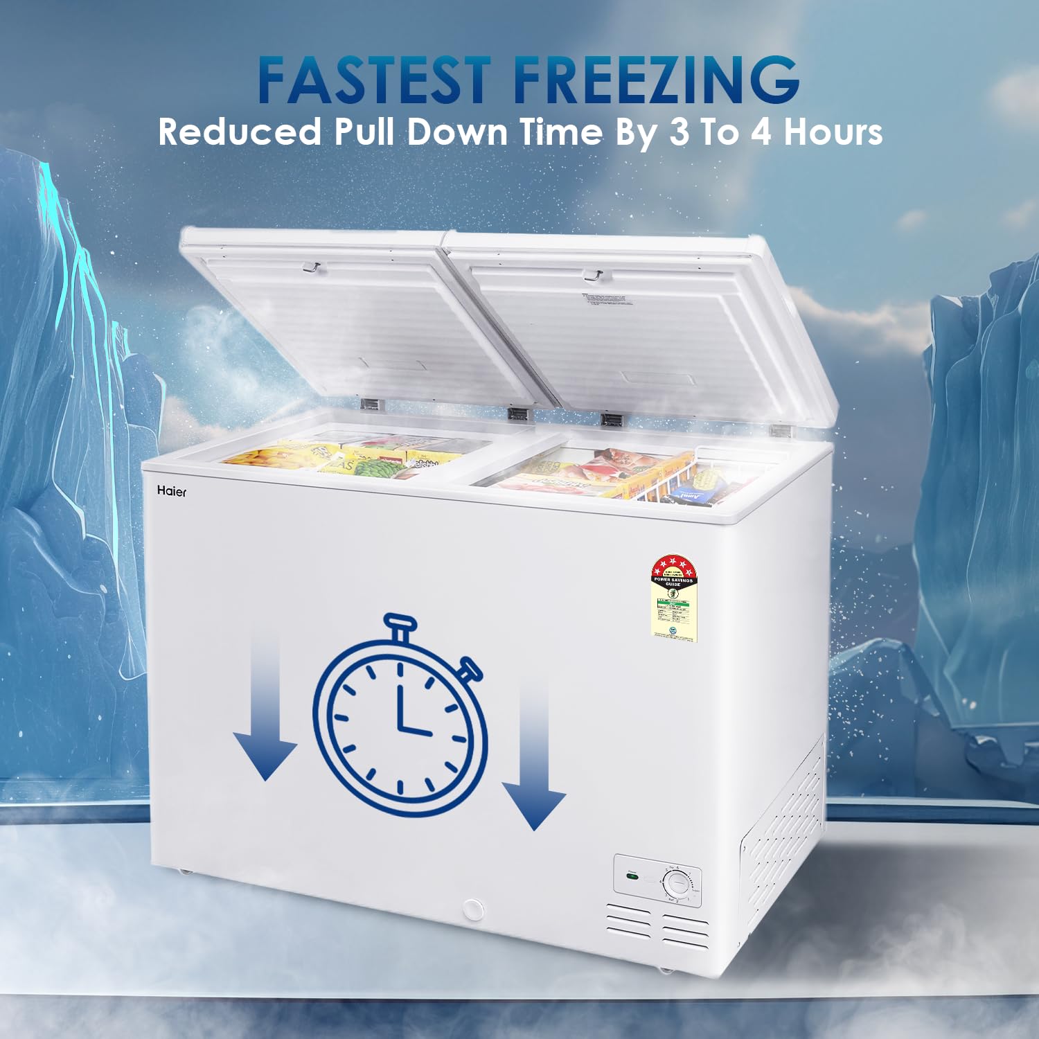Haier 439 L Double Door Standard Deep Freezer  (White, HFC-500DM5, 5 Star)