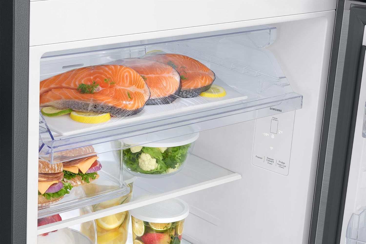 Samsung 330 L, 2 Star, Convertible 5-in-1, Digital Inverter, Frost Free Double Door Refrigerator (RT34DG5A2BS8HL, Elegant Inox, Silver)