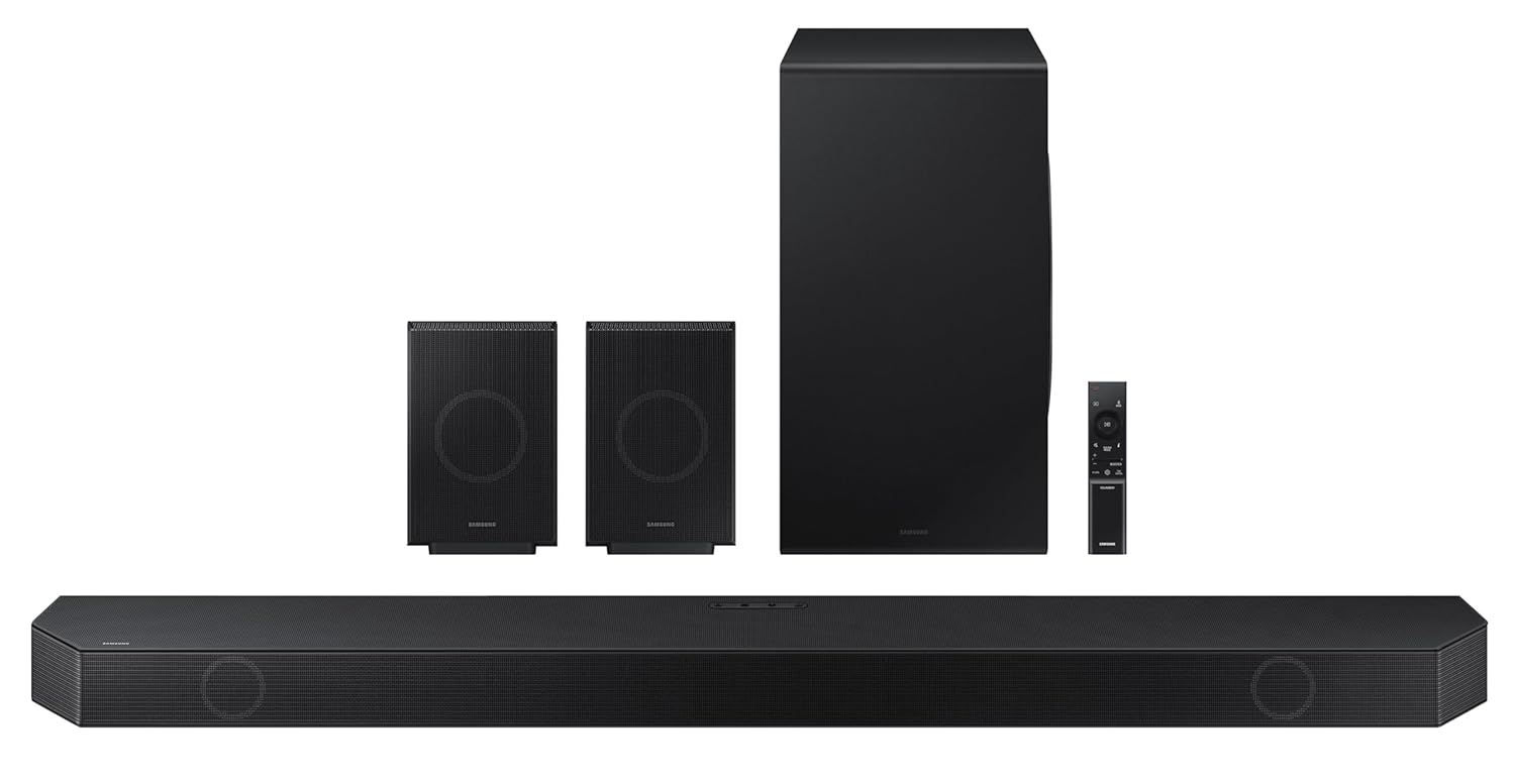 Samsung 656 W 11.1.4 ch (HW-Q990D/XL) Wireless Dolby Atmos Soundbar with Subwoofer, Center/Up/Side Firing Speakers, Surround Sound, Built-in Alexa, AirPlay2, Wi-Fi, Bluetooth, HDMI (Graphite Black)
