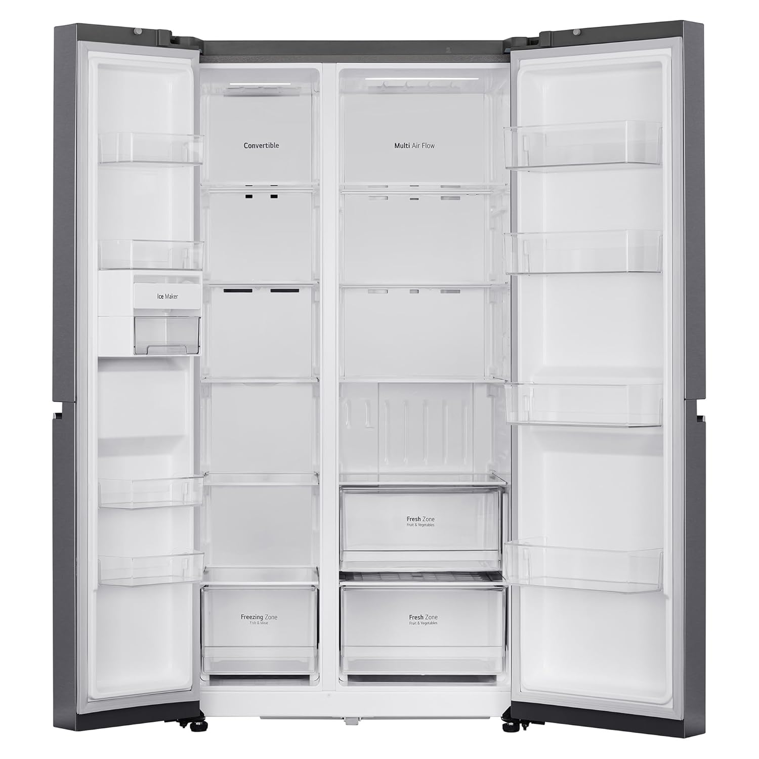 LG 650 L, 3 Star, S Frost Free Double Door Side by Side Refrigerator (GL-B257HDS3, Dazzle Steel, Express Freeze)