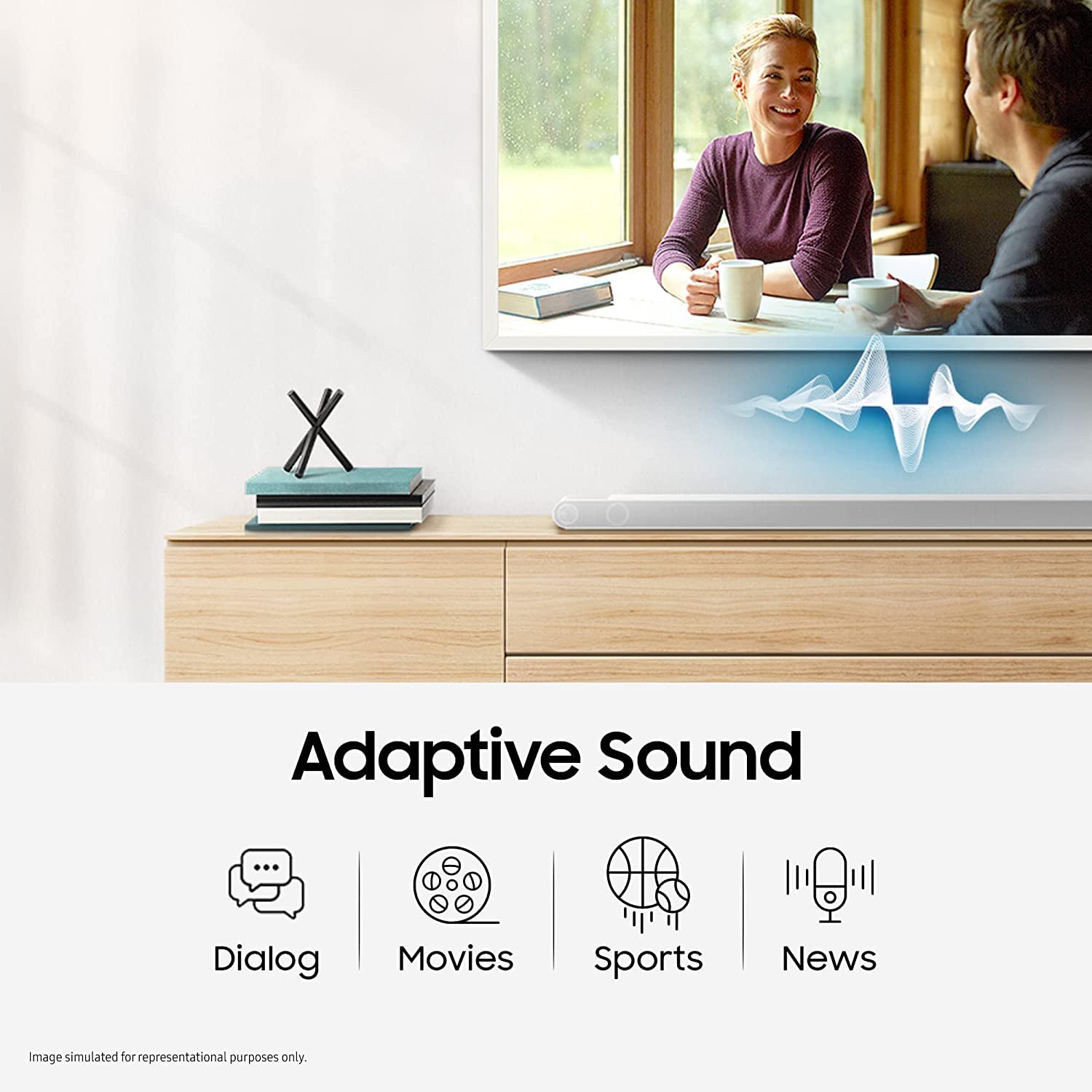Samsung Q-Symphony Soundbar (HW-Q600C/XL), USB, Bluetooth with 3.1.2 Channel, Wireless Subwoofer, and 2 Up-Firing Speakers, Dolby Atmos Music (Black)