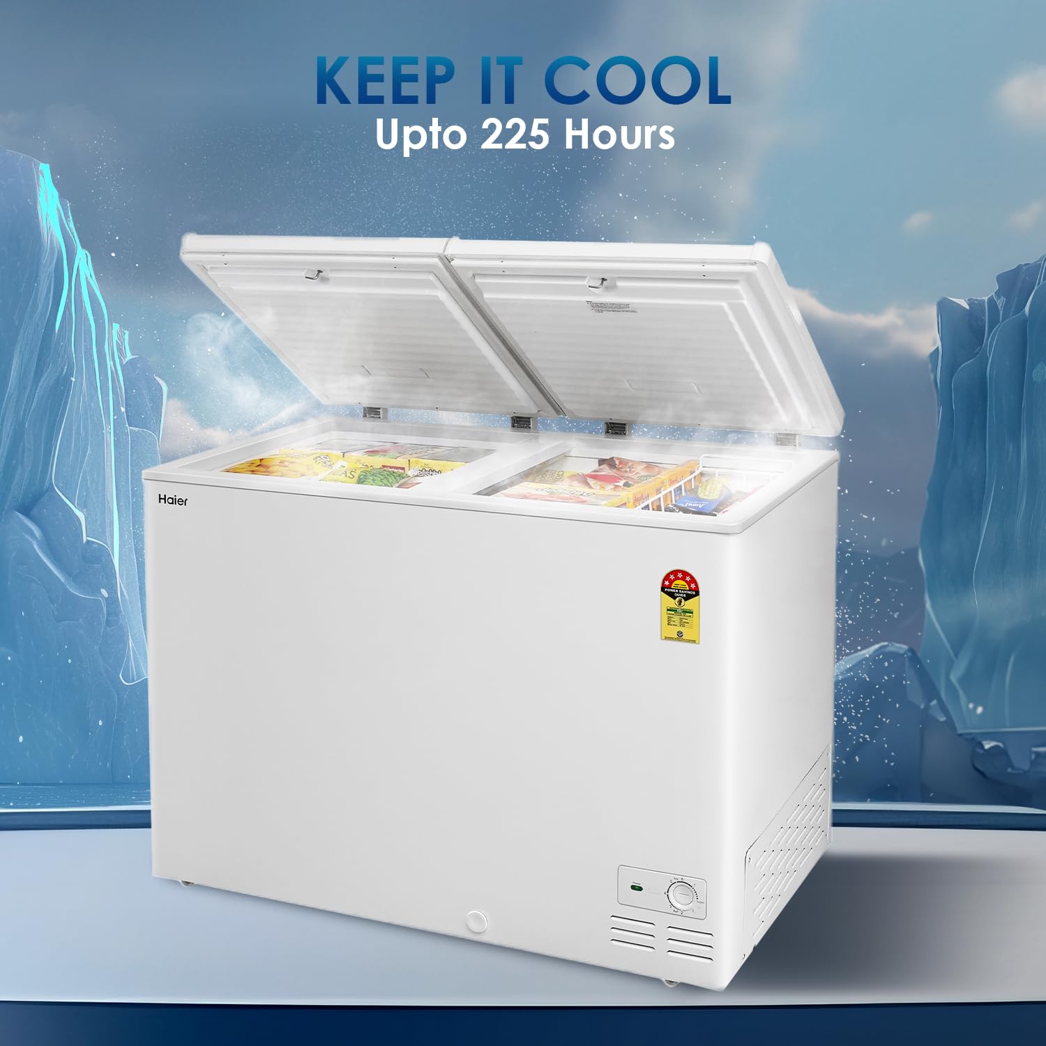 Haier 301 L Double Door Standard Deep Freezer  (White, Convertible Freezer, HFC-320DM5, 5 Star)