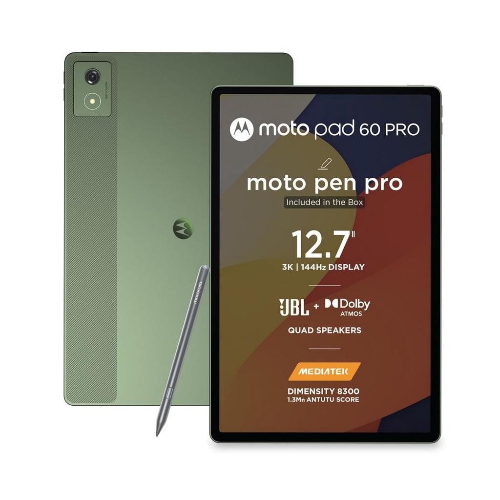 Motorola Pad 60 Pro (Pantone Bronze Green) | 12.7" 3K LTPS Display | MediaTek Dimensity 8300 | 10200 mAh Battery | Moto Pen Pro | Wi-Fi Only | Android 14