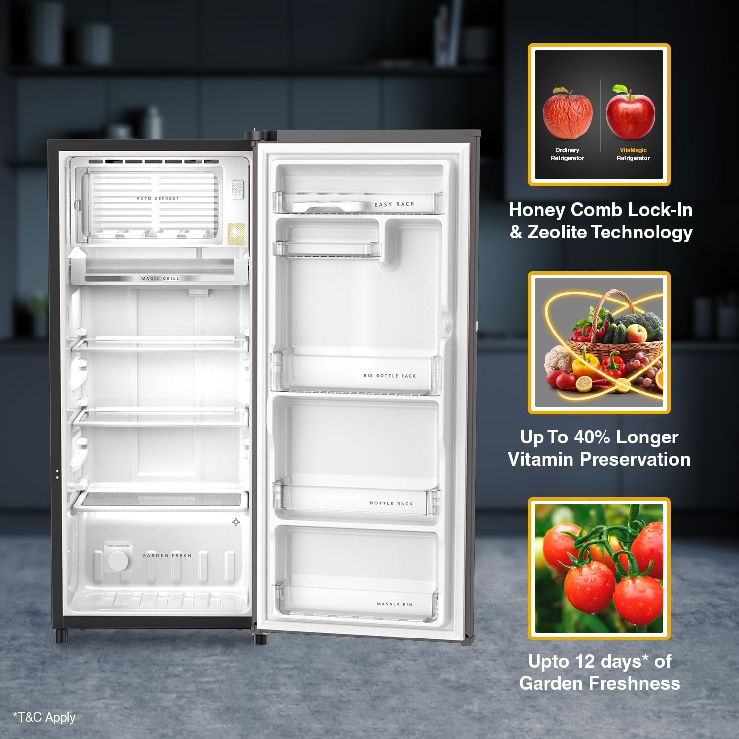 Whirlpool 192 L 3 Star Vitamagic PRO Frost Free Direct-Cool Single Door Refrigerator (215 VMPRO PRM 3S RADIANT STEEL-Z Fridge, Silver)