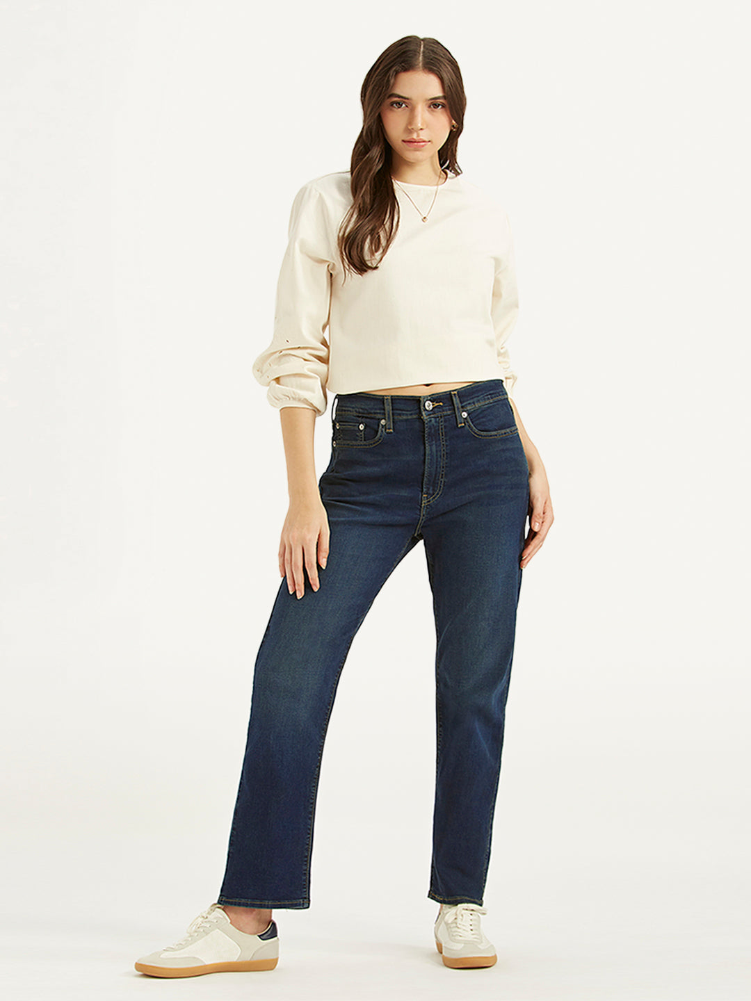 Women's Dark Blue Wedgie Straight Fit Mid Rise Jeans