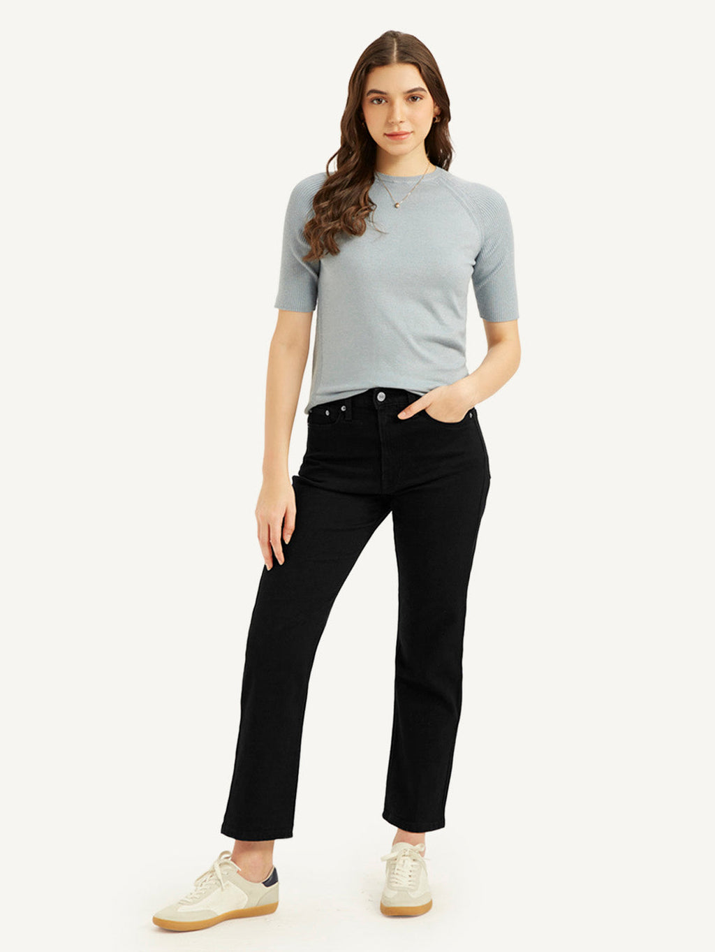 Women's Black Wedgie Straight Fit Mid Rise Jeans