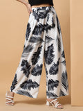 Women's Floral Black Trouser with Belt