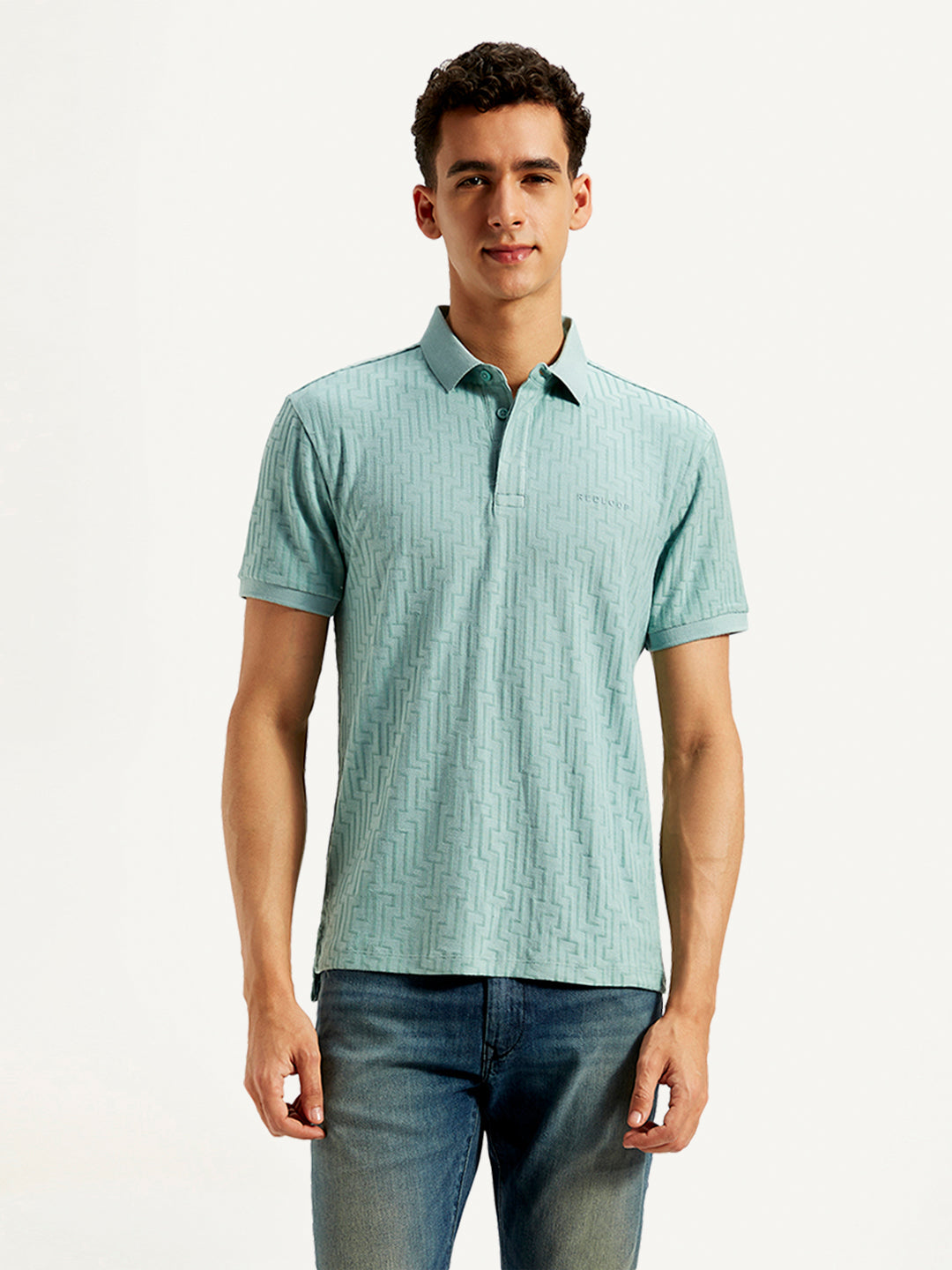 Men's Redloop Geometric Print Slim Fit Polo T-Shirt