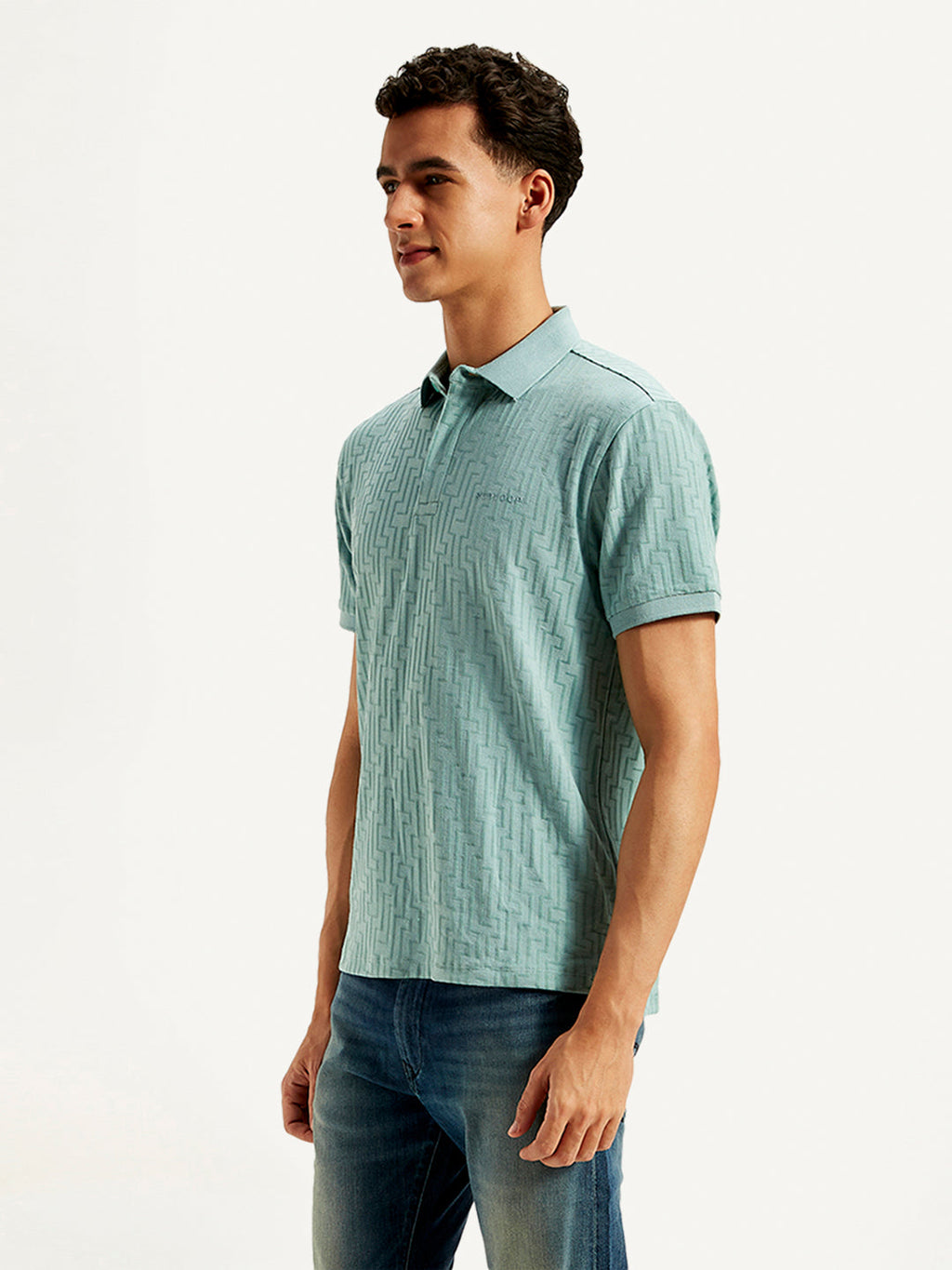Men's Redloop Geometric Print Slim Fit Polo T-Shirt