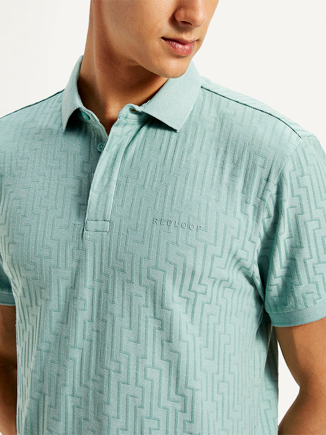 Men's Redloop Geometric Print Slim Fit Polo T-Shirt