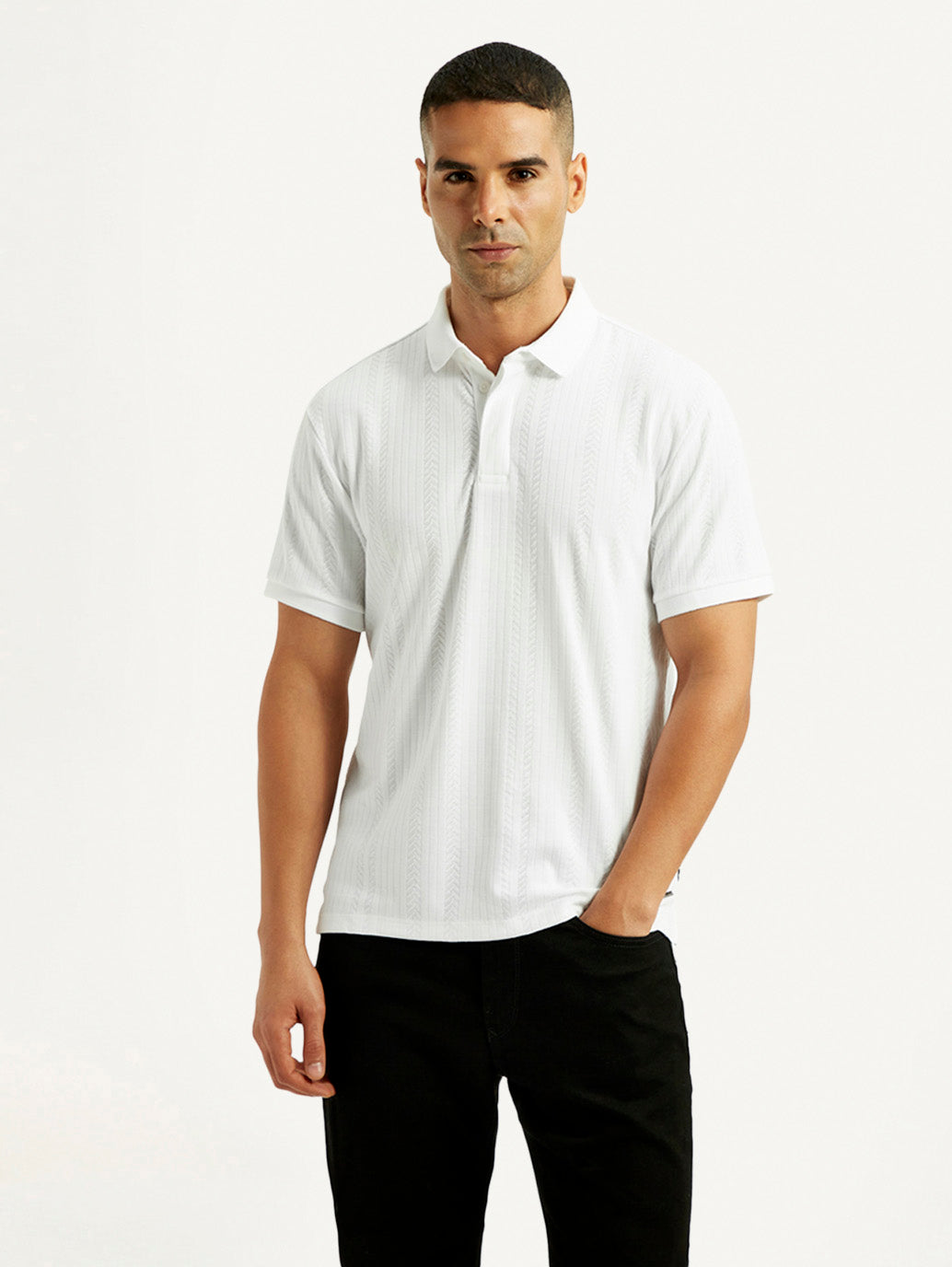 Men's Redloop White Slim Fit Polo T-shirt