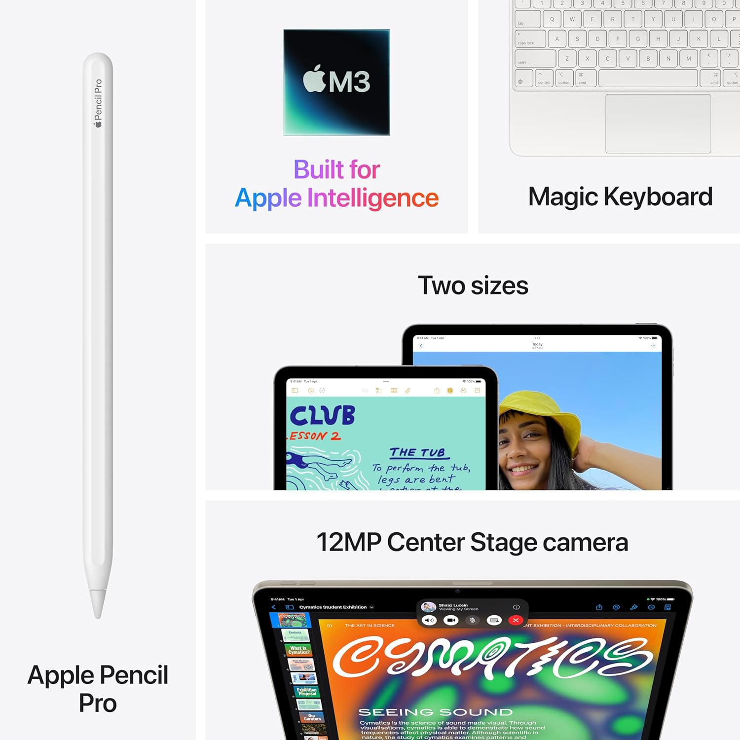 Apple iPad Air 13″ with M3 chip: Built for Apple Intelligence, Liquid Retina Display, 256GB, 12MP Front/Back Camera, Wi-Fi 6E + 5G Cellular, Touch ID, All-Day Battery Life — Starlight