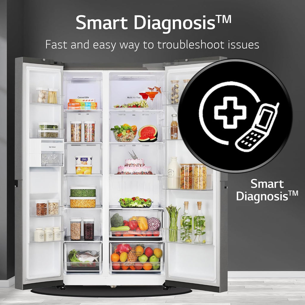 LG 650 L, 3 Star, S Frost Free Double Door Side by Side Refrigerator (GL-B257HDS3, Dazzle Steel, Express Freeze)