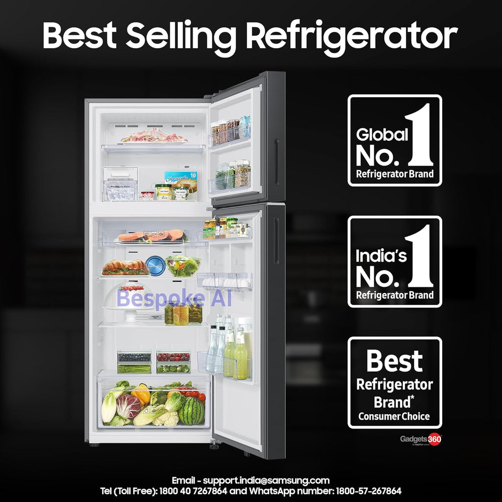 Samsung Smart Choice 467 L, 3 Star, Convertible 5-in-1, Digital Inverter, Frost Free Double Door, Bespoke AI WiFi Enabled Refrigerator (RT80F51C3KHL, Luxe Black)