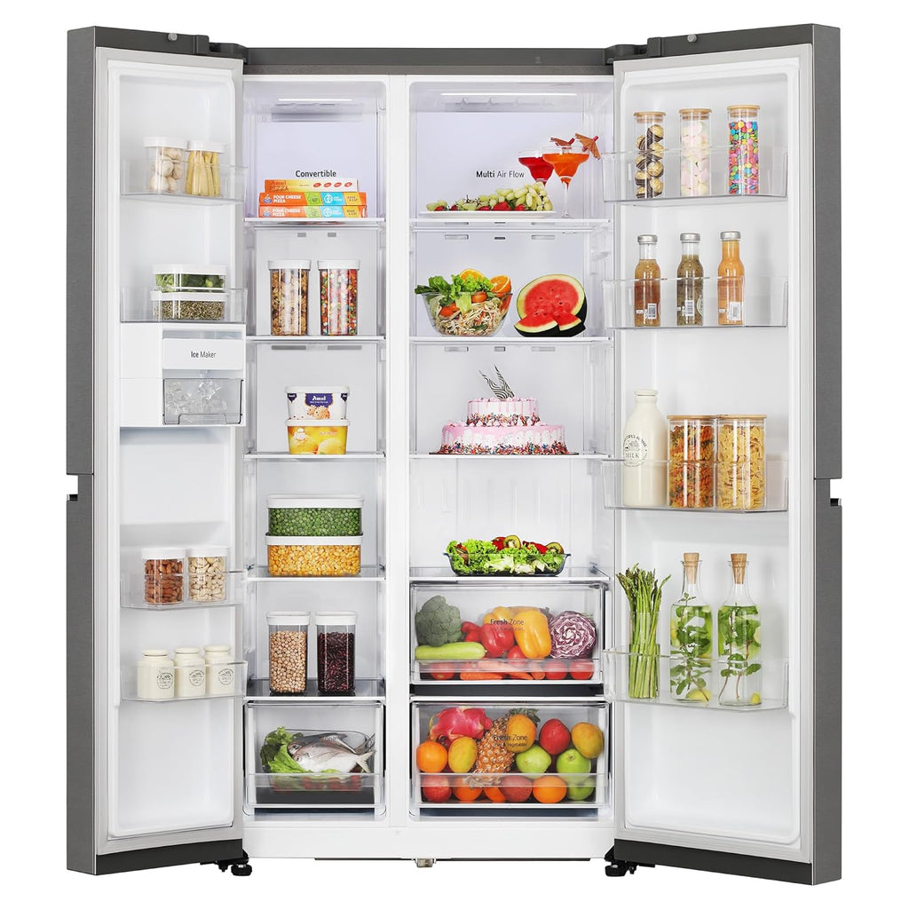LG 650 L, 3 Star, S Frost Free Double Door Side by Side Refrigerator (GL-B257HDS3, Dazzle Steel, Express Freeze)