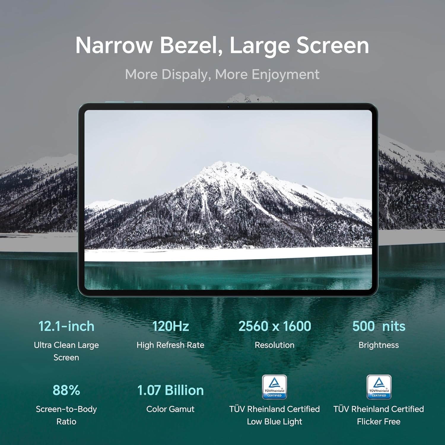 HONOR Pad 9 with Free Bluetooth Keyboard, 12.1-Inch 2.5K Display, 16GB, 256GB Storage, Snapdragon 6 Gen 1 (4nm), 8 Speakers, Up-to 17 Hours, Android 13, WiFi Tablet, Metal Body, Gray