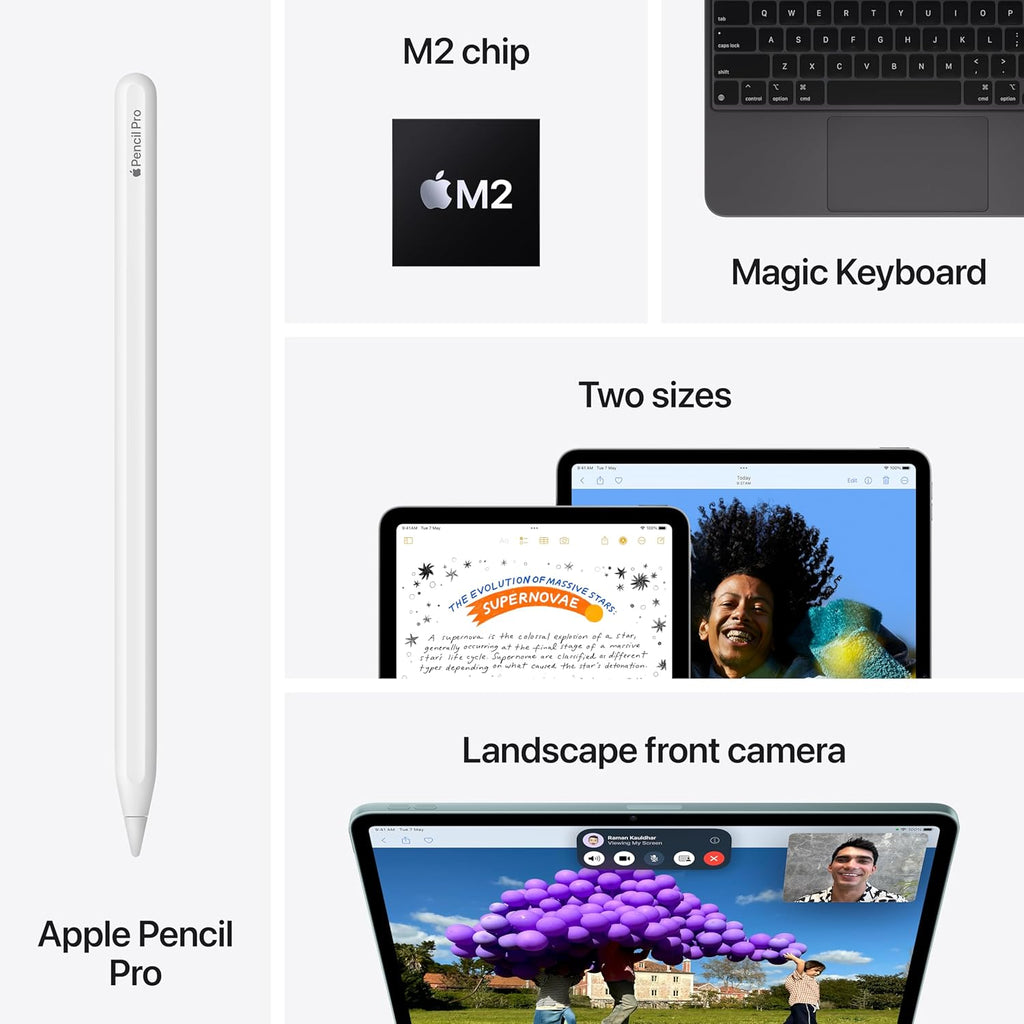 Apple iPad Air 13″ (M2): Liquid Retina Display, Landscape 12MP Front Camera / 12MP Back Camera, Touch ID, All-Day Battery Life