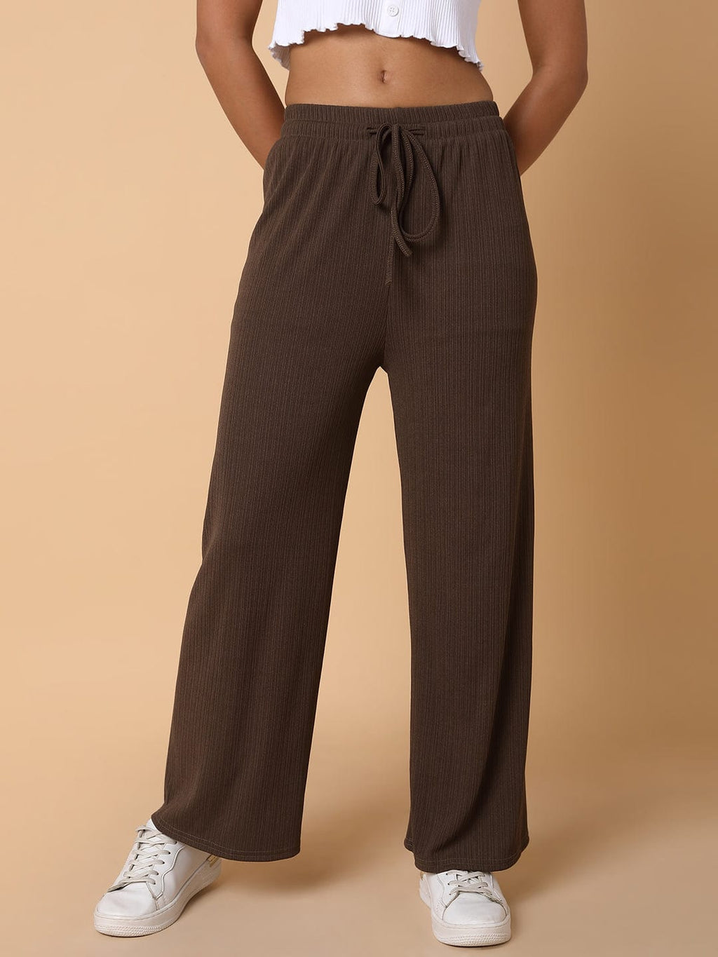 Women's Brown Comfort Slim Fit Trousers