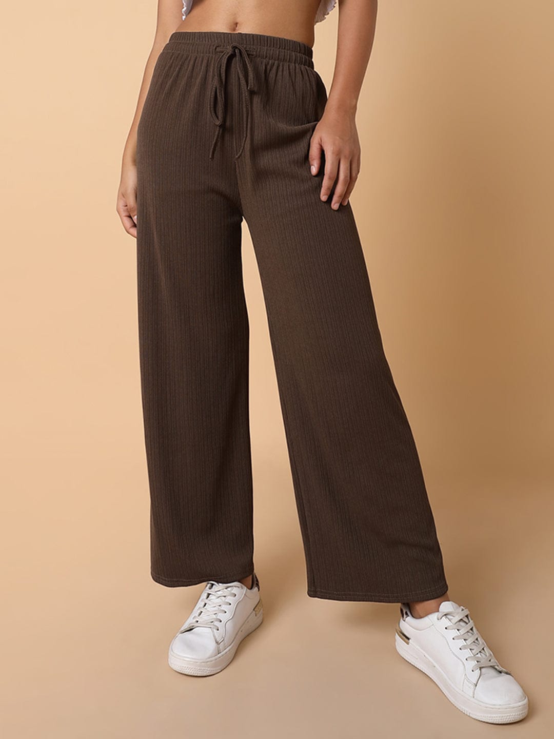 Women's Brown Comfort Slim Fit Trousers