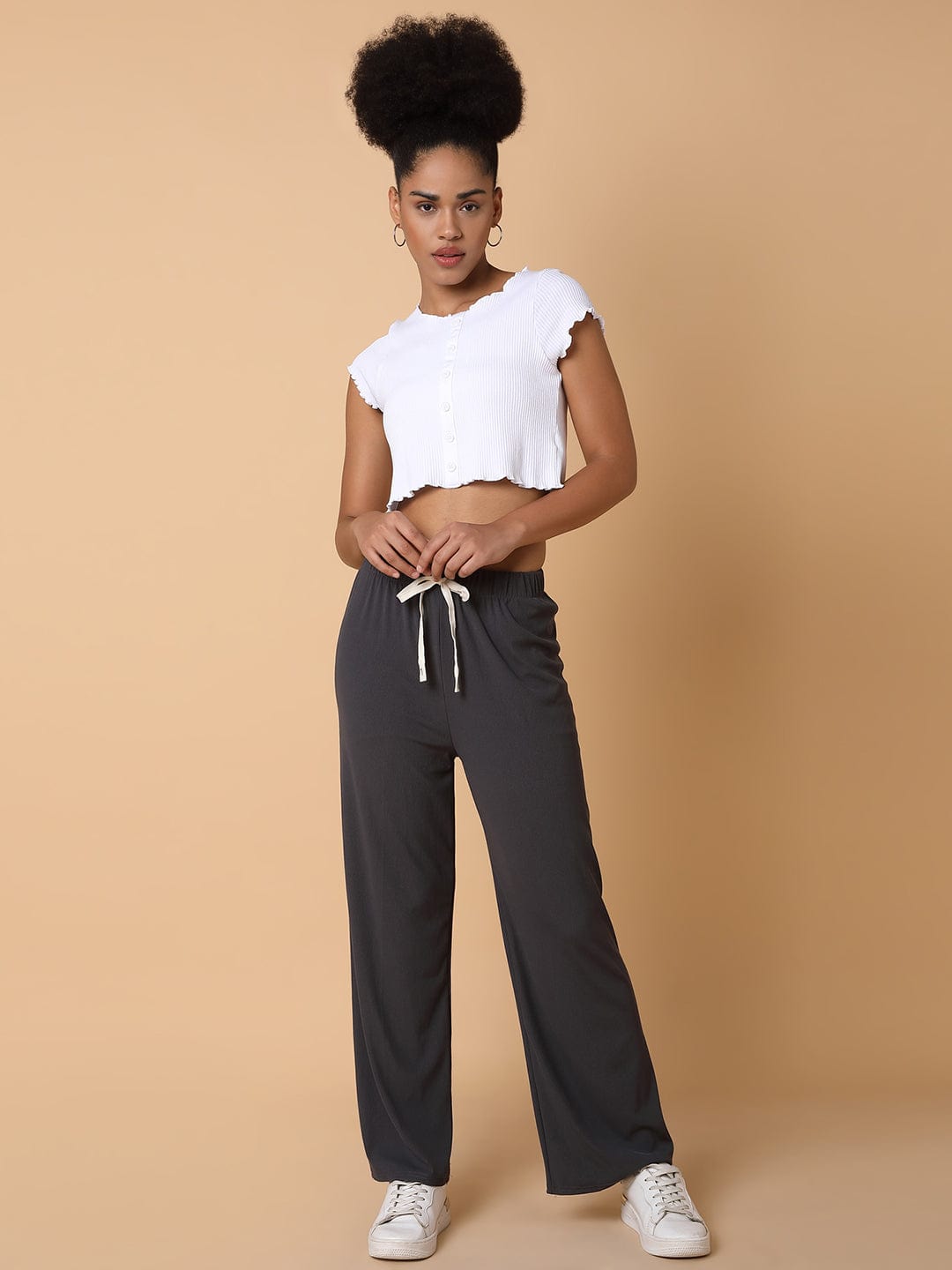 Women's Grey Comfort Slim Fit Trousers