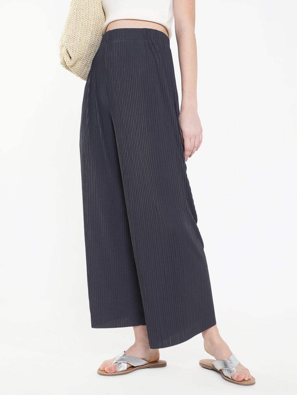 Women's Grey Comfort Slim Fit Trousers