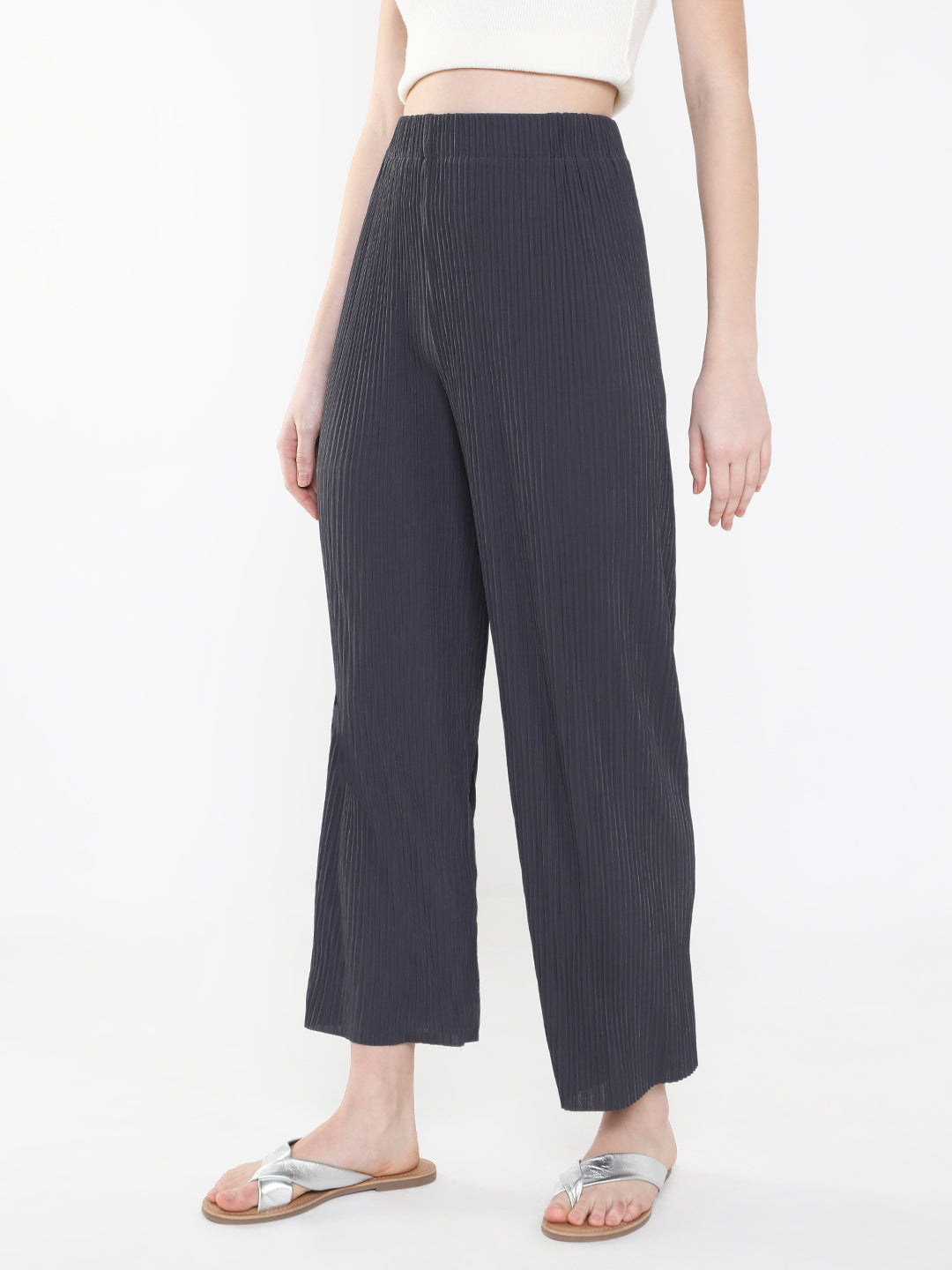 Women's Grey Comfort Slim Fit Trousers