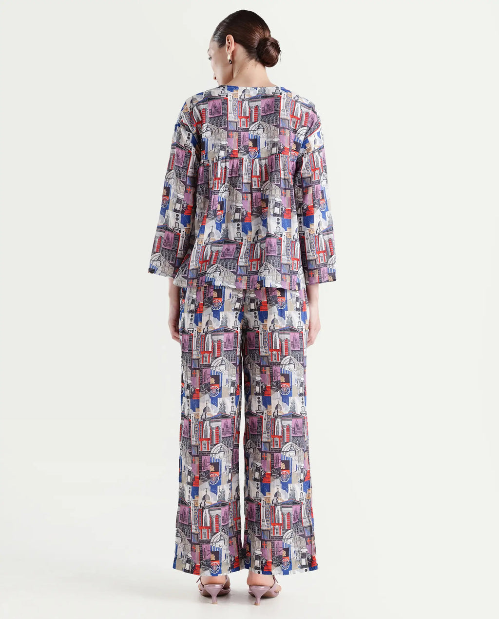 Rareism Women's Rinata-B Multi Cotton Abstract Print Ankle Length Straight Fit Trouser