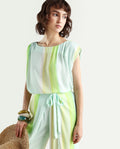 Rareism Women's Yadot-T Multi Rayon Crew Neck Striped Sleeveless Boxy Fit Top