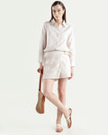 Rareism Women's Lippta-B-Beige Polyester Plain Mini Regular Fit Skirt