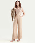 Rareism Women's Roneshif B Beige Viscose Plain Ankle Length Straight Fit Trouser