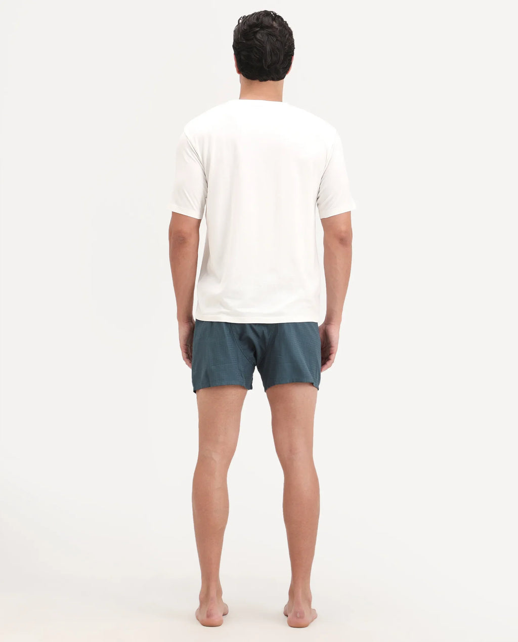 Rare Rabbit Men's Kiva Dark Teal Lyocell Regular Fit Checks Boxer