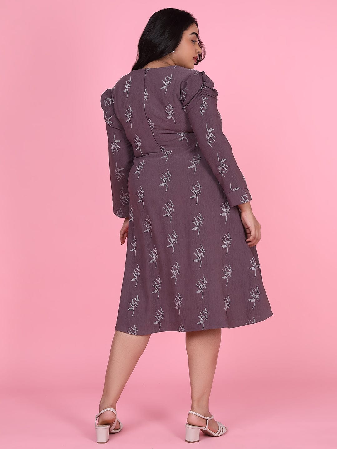 Women's Floral Mauve Fit and Flare Dress