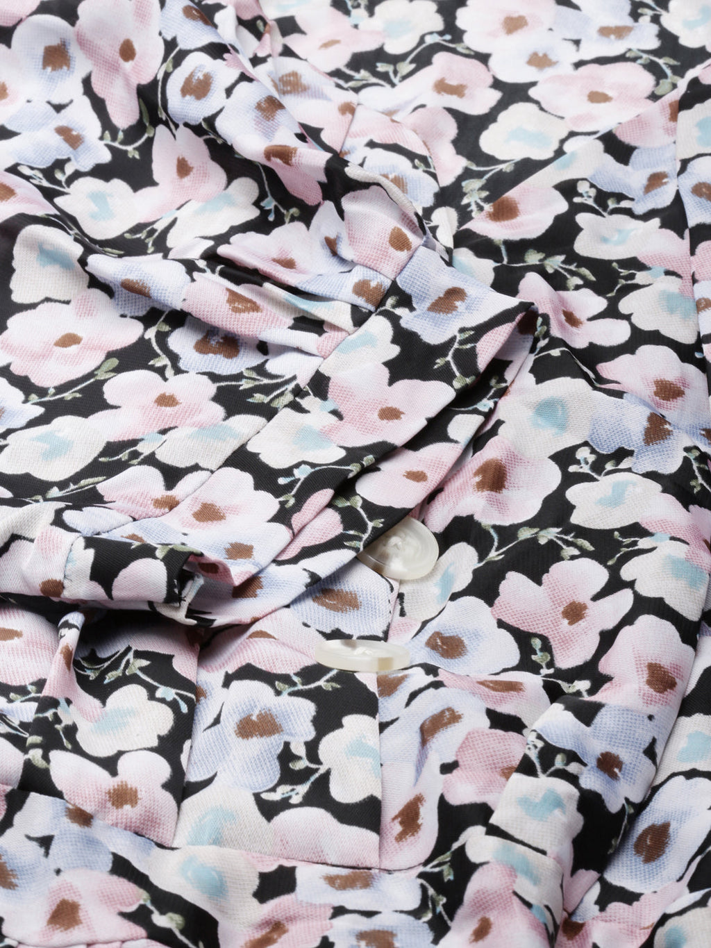 Women's Multi Floral Printed Puff Sleeve Fit & Flare Midi Dress