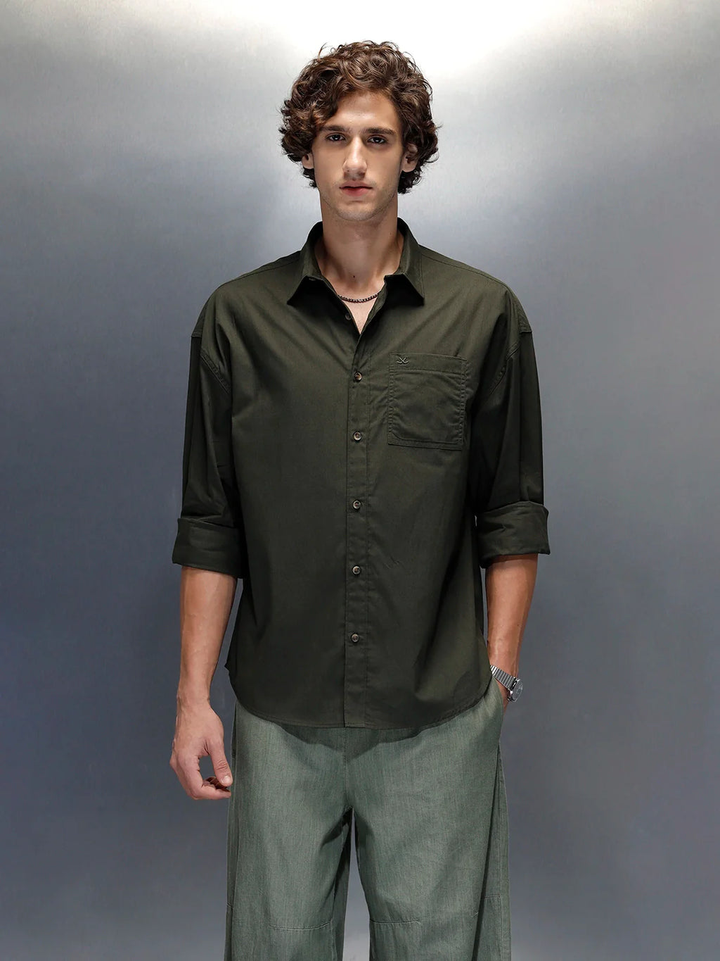 Men's casual oversized fit shirt | Olive