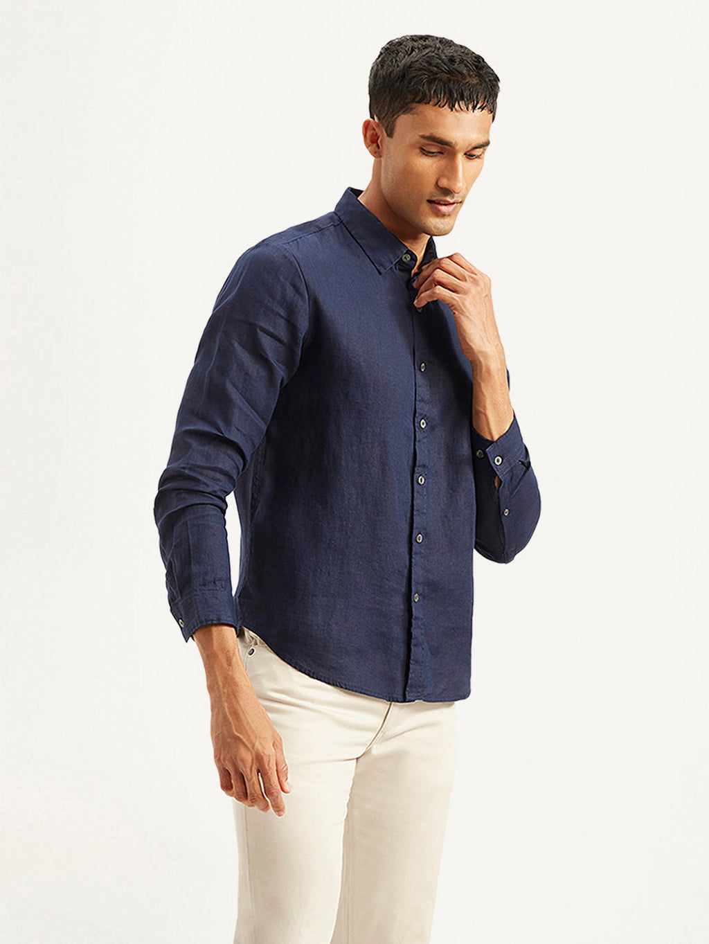 Men's Redloop Solid Regular Fit Linen Shirt