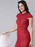Women's Self Design Pink Bodycon Dress
