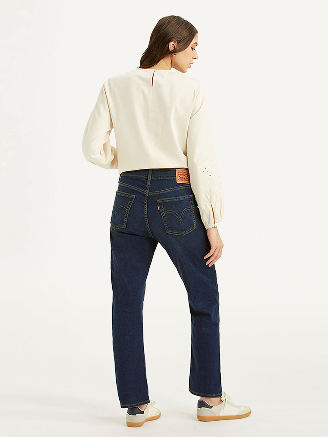 Women's Dark Blue Wedgie Straight Fit Mid Rise Jeans
