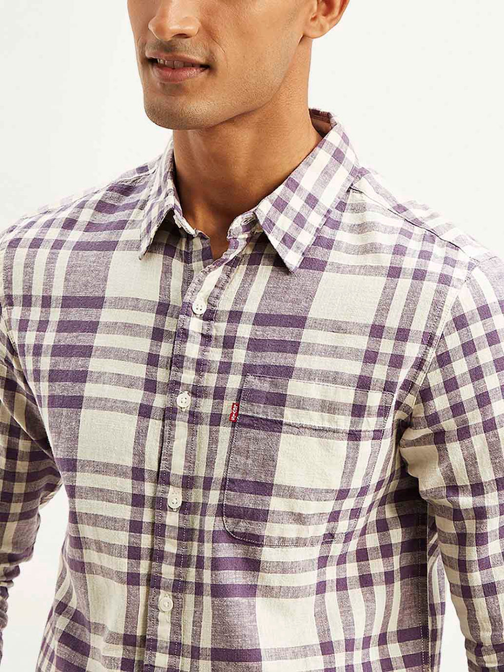 Men's Checkered Slim Fit Linen Shirt