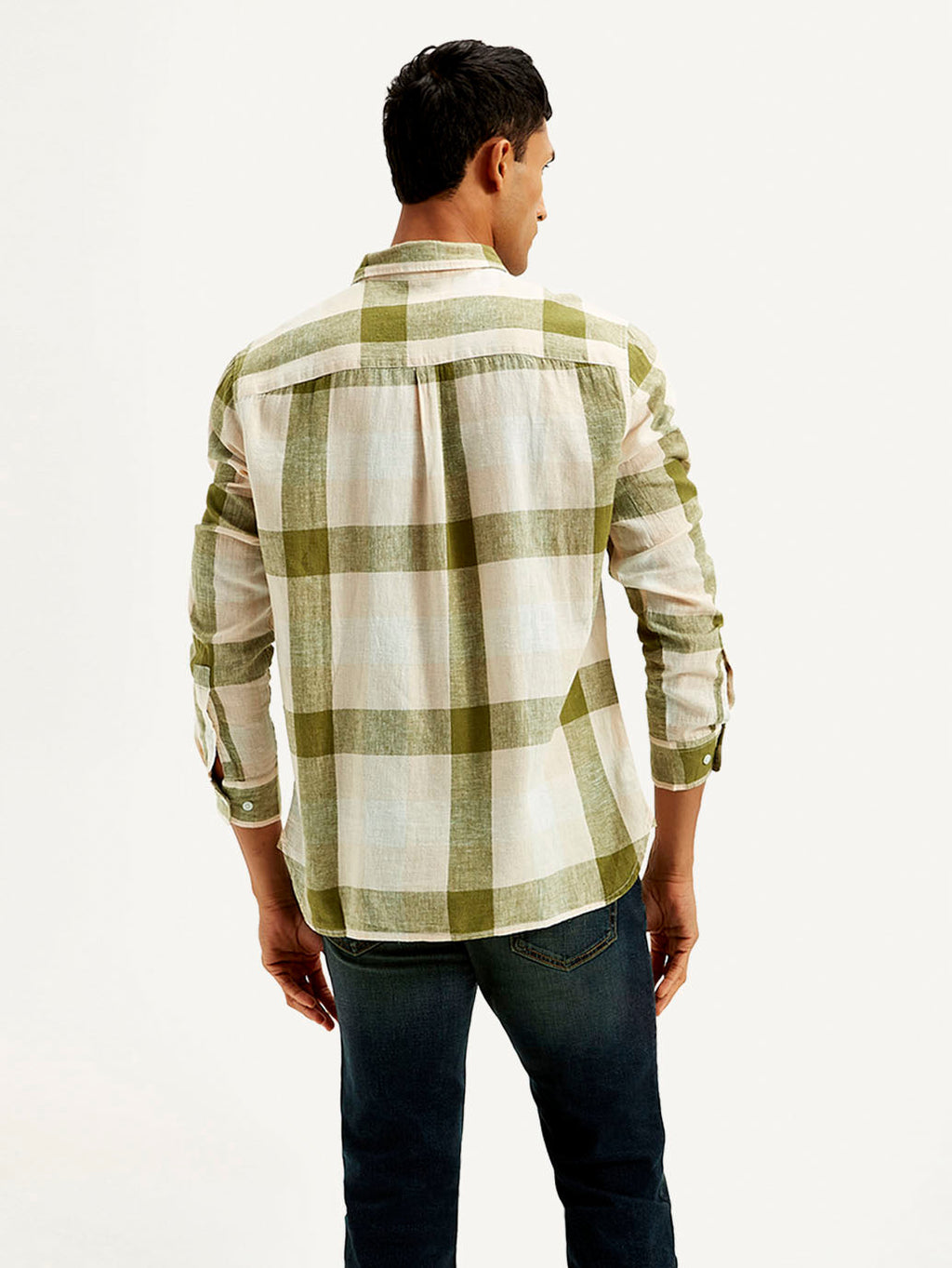 Men's Checkered Slim Fit Linen Shirt