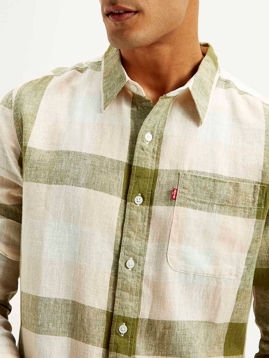 Men's Checkered Slim Fit Linen Shirt