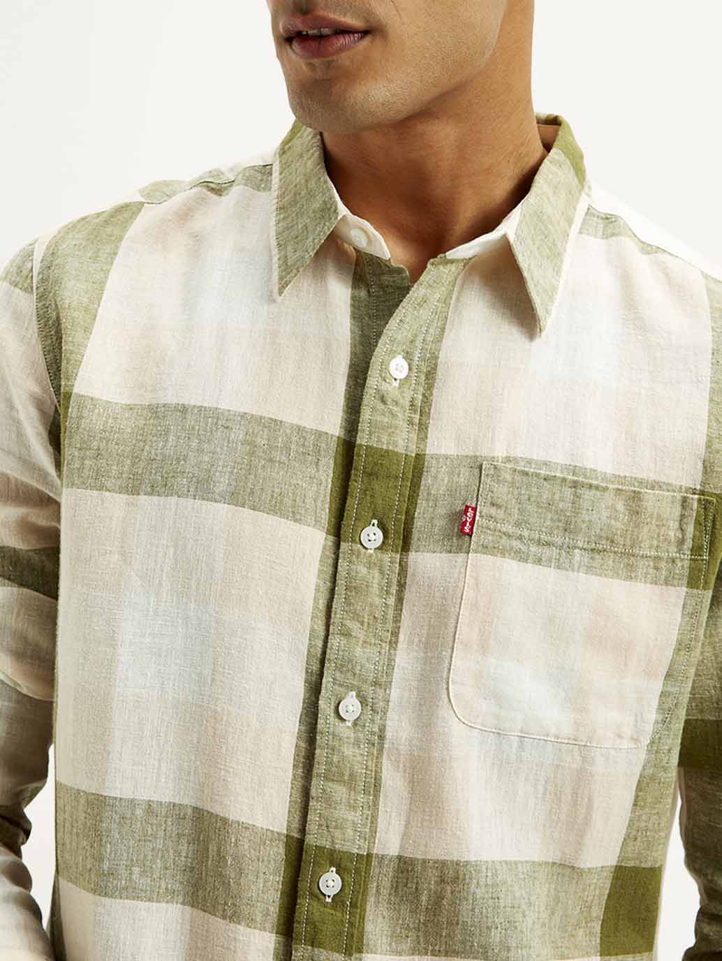 Men's Checkered Slim Fit Linen Shirt