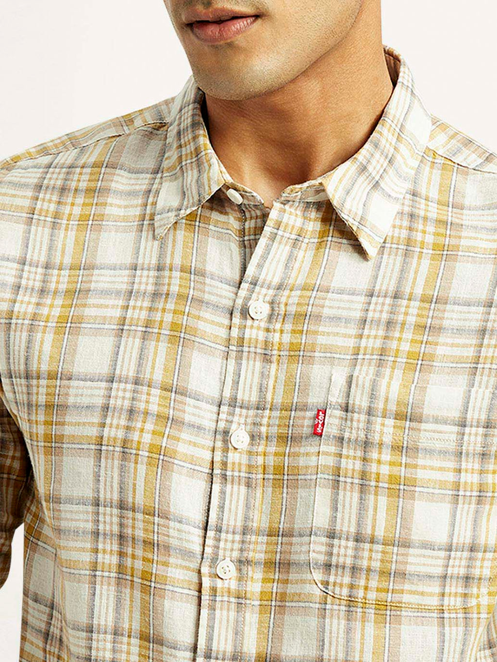 Men's Checkered Slim Fit Linen Shirt