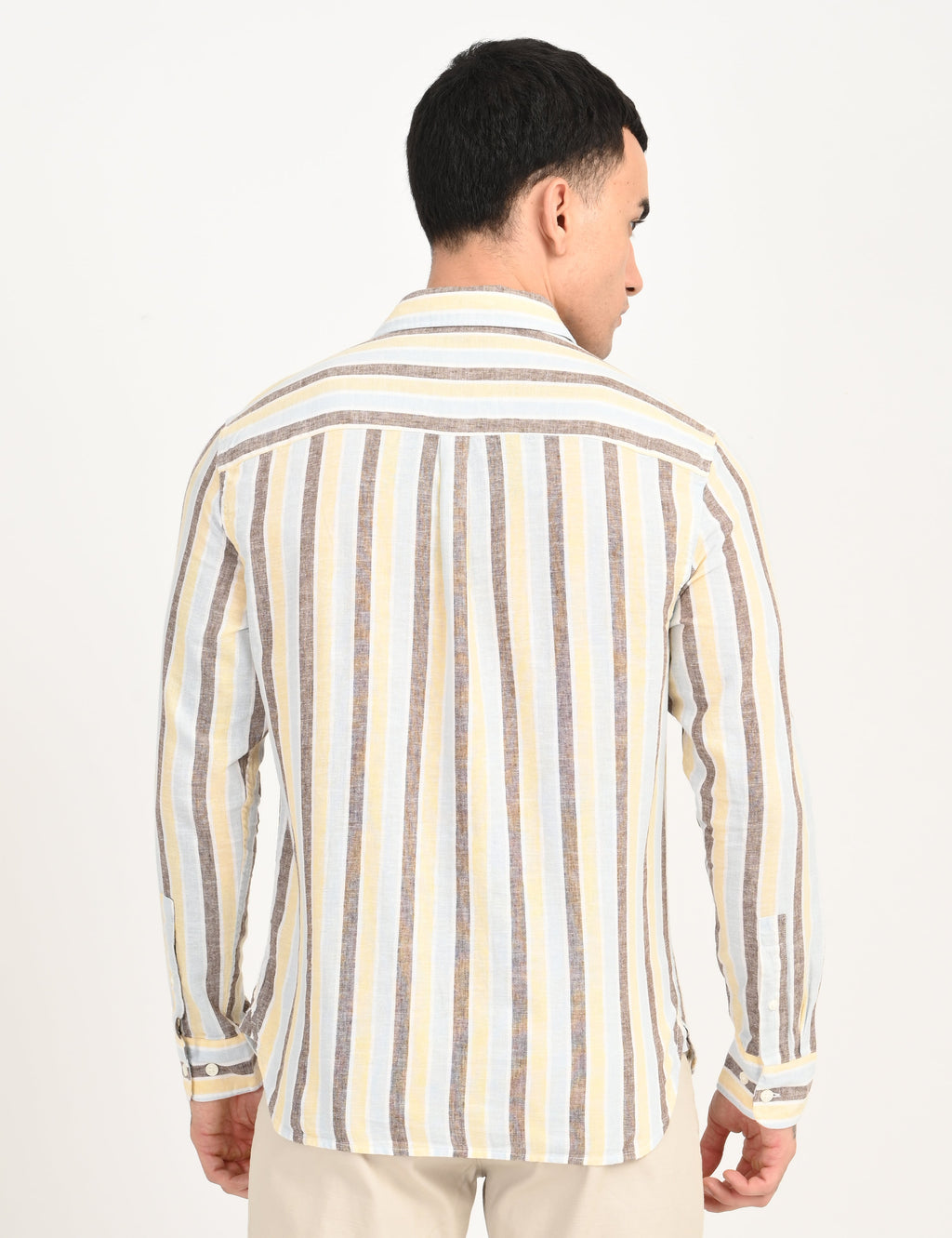 Men's Striped Multi Color Slim Fit Linen Shirt