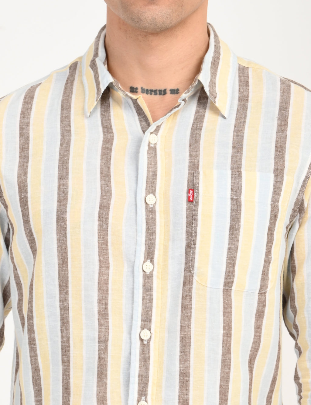 Men's Striped Multi Color Slim Fit Linen Shirt