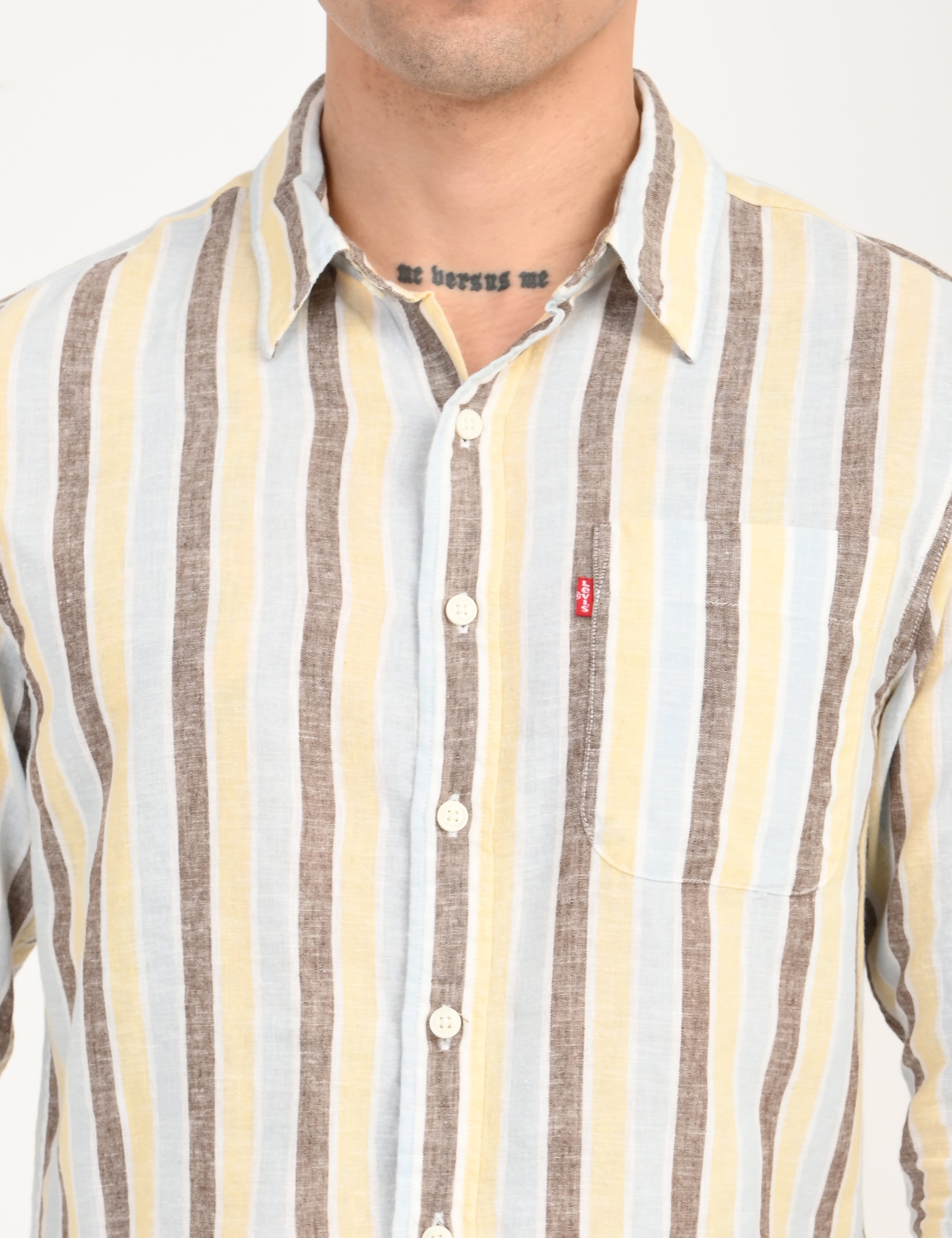 Men's Striped Multi Color Slim Fit Linen Shirt