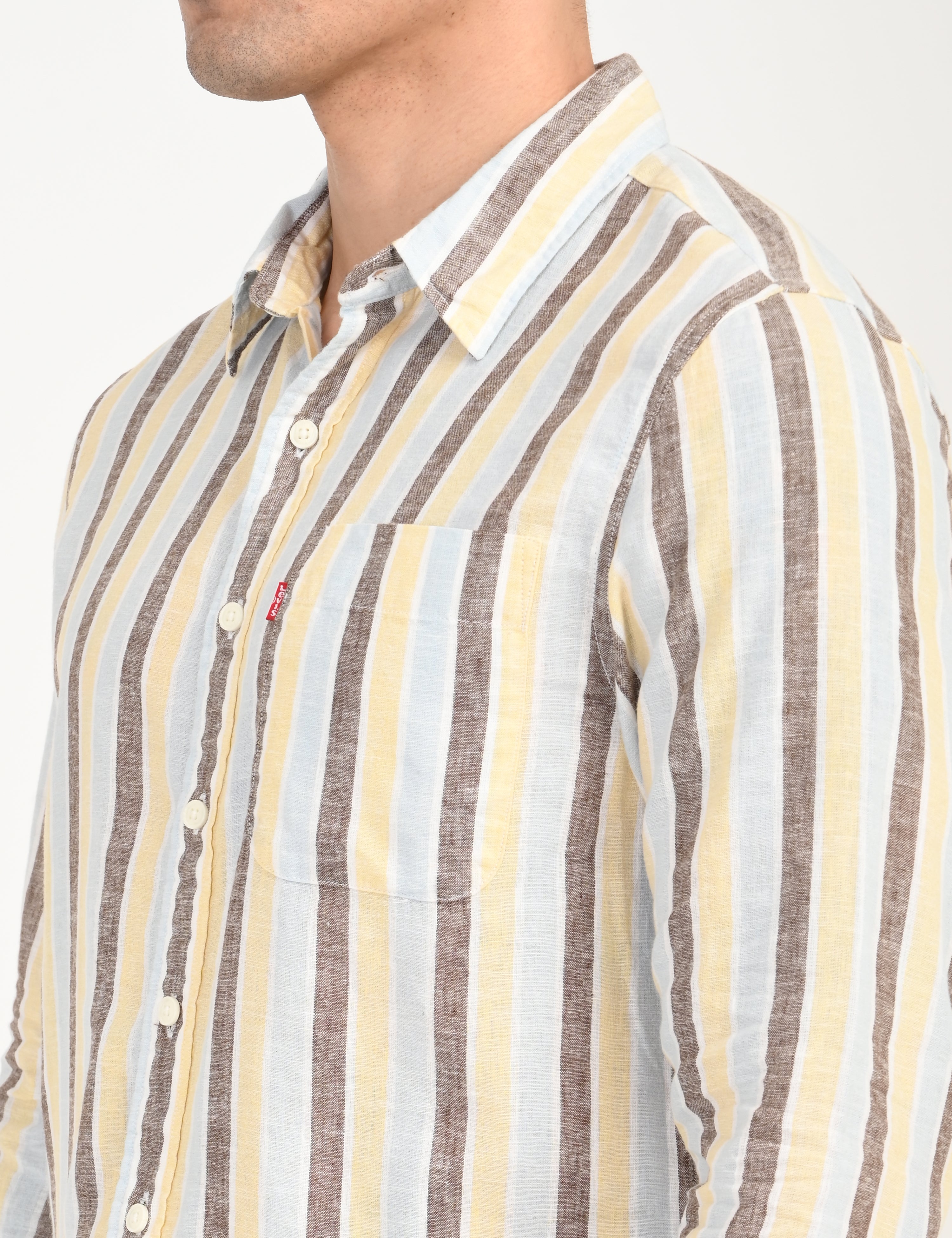 Men's Striped Multi Color Slim Fit Linen Shirt