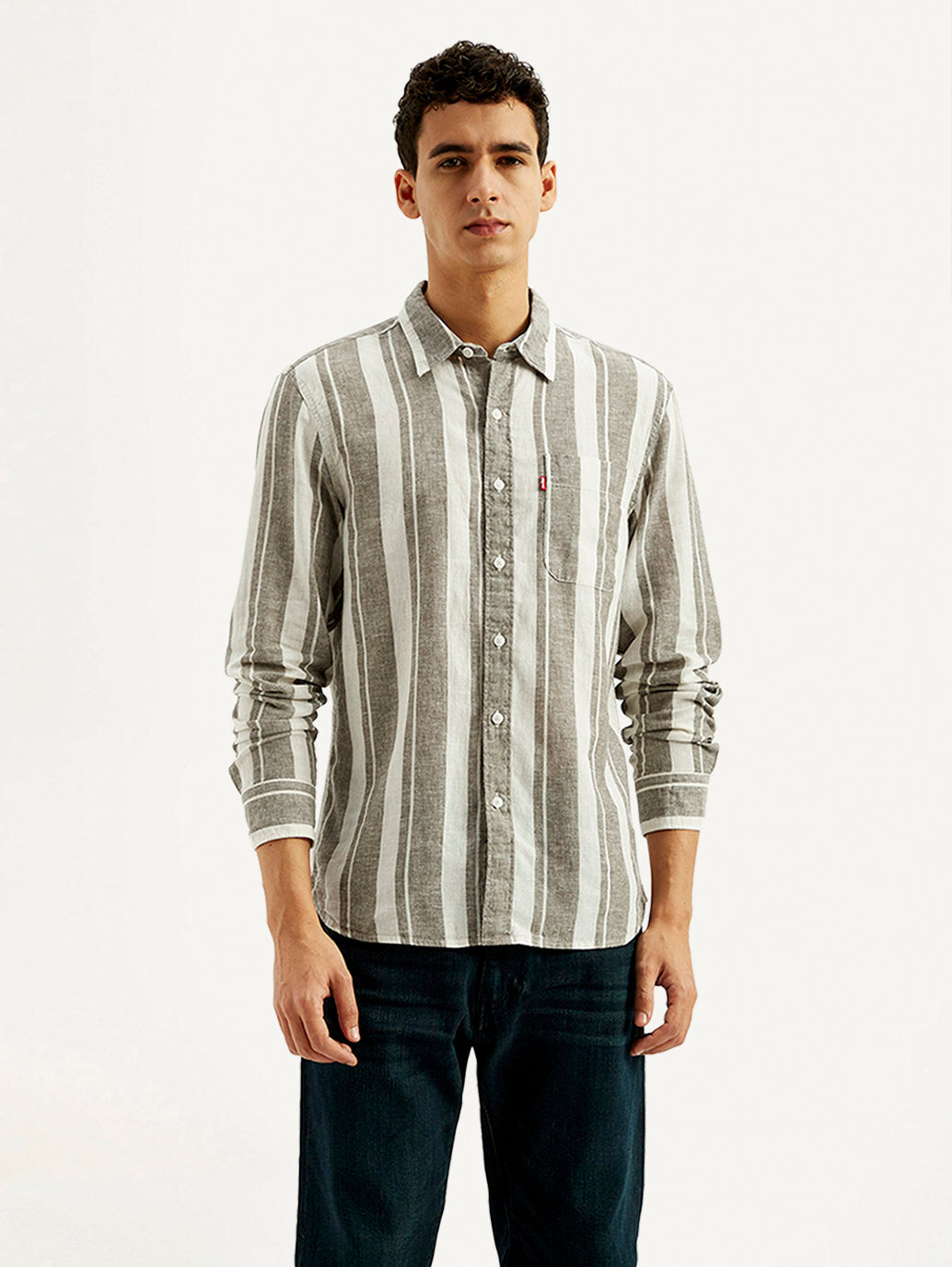 Men's Striped Slim Fit Linen Shirt