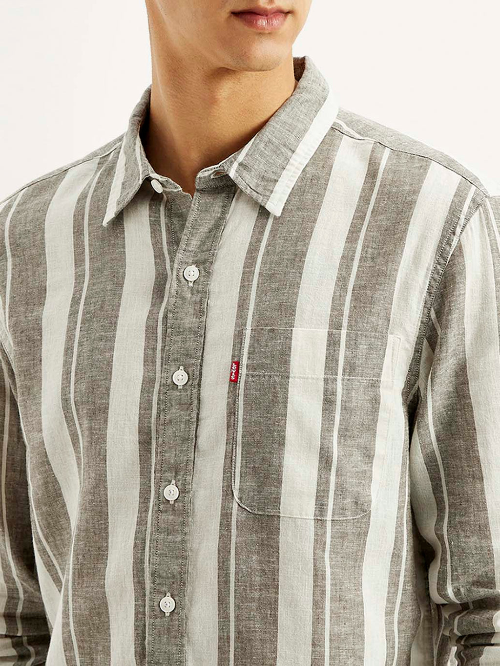 Men's Striped Slim Fit Linen Shirt